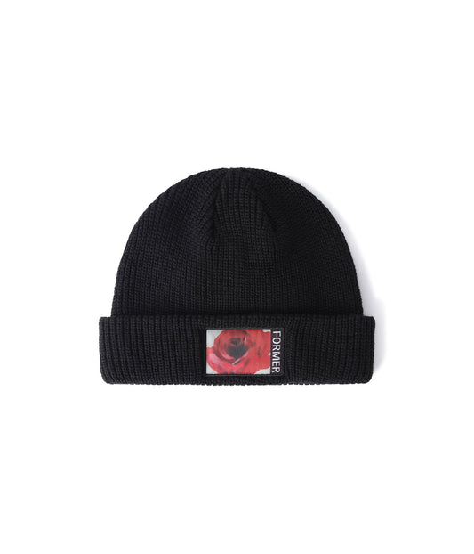 ROSETTE PATCH BEANIE // BLACK