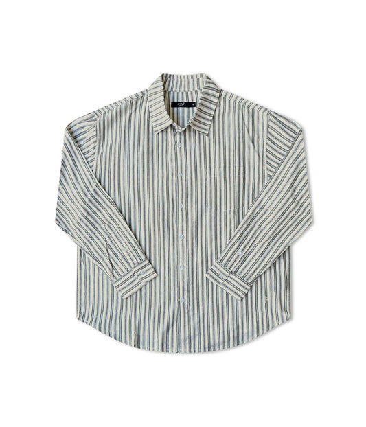 REYNOLDS STRIPED LS SHIRT // BONE GREEN