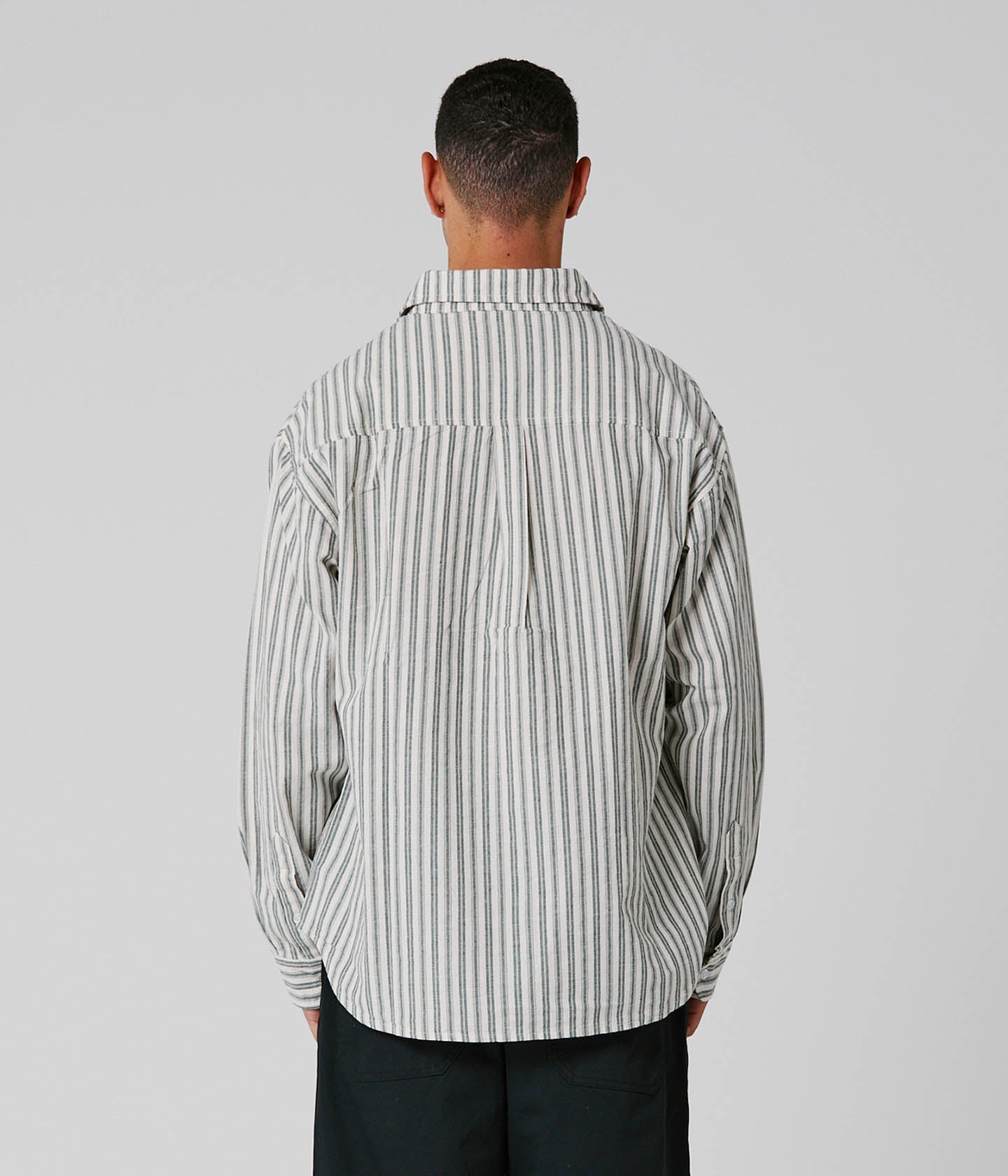 REYNOLDS STRIPED LS SHIRT // BONE GREEN