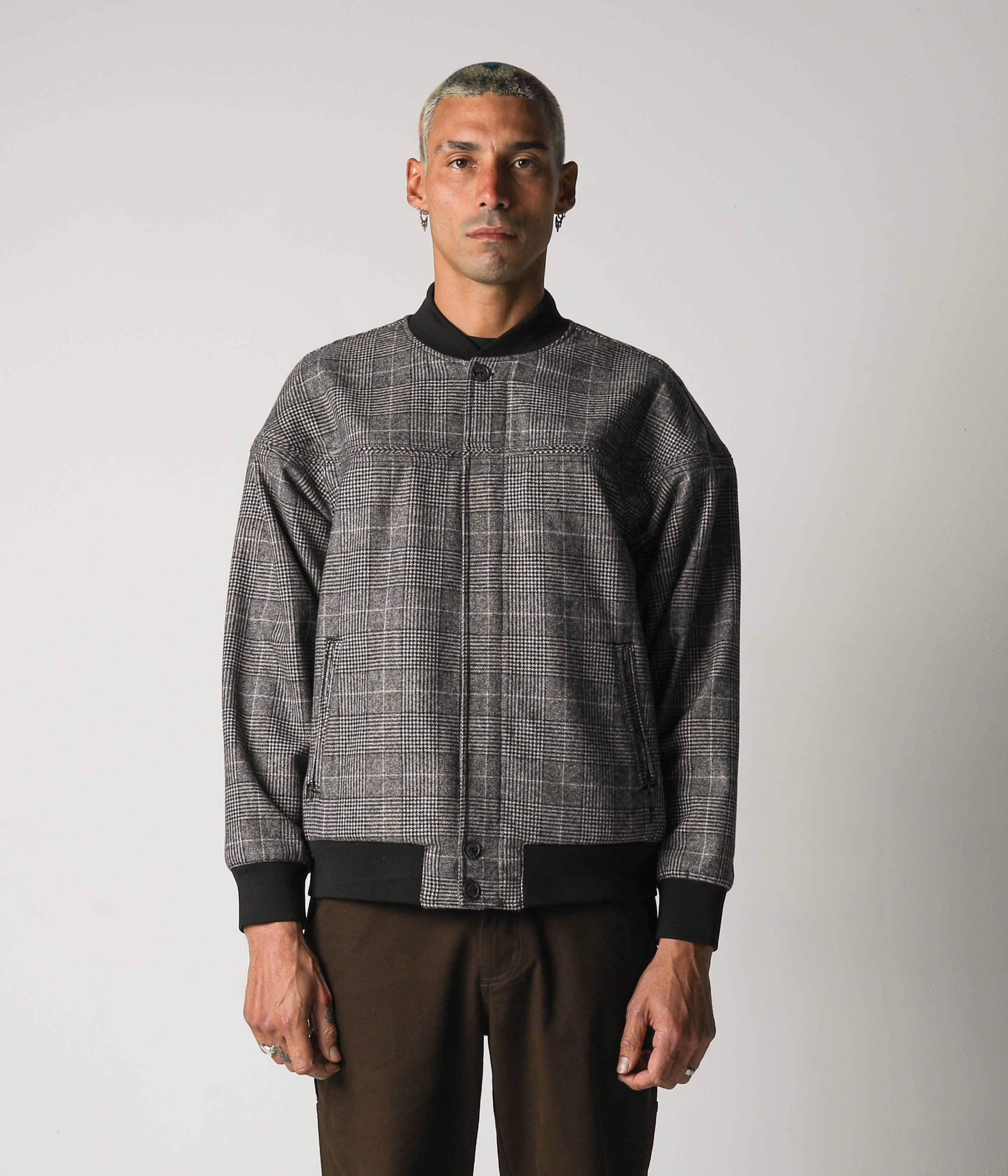 Grey check 2025 bomber jacket