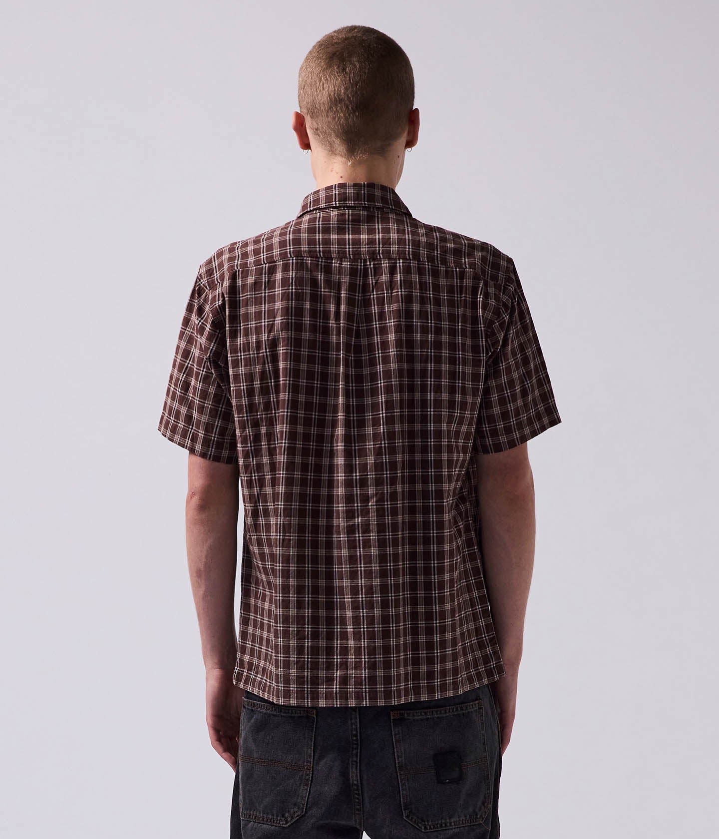 VIVAN CHECK SS SHIRT // BROWN