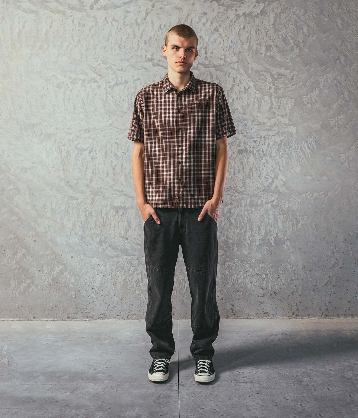 VIVAN CHECK SS SHIRT // BROWN