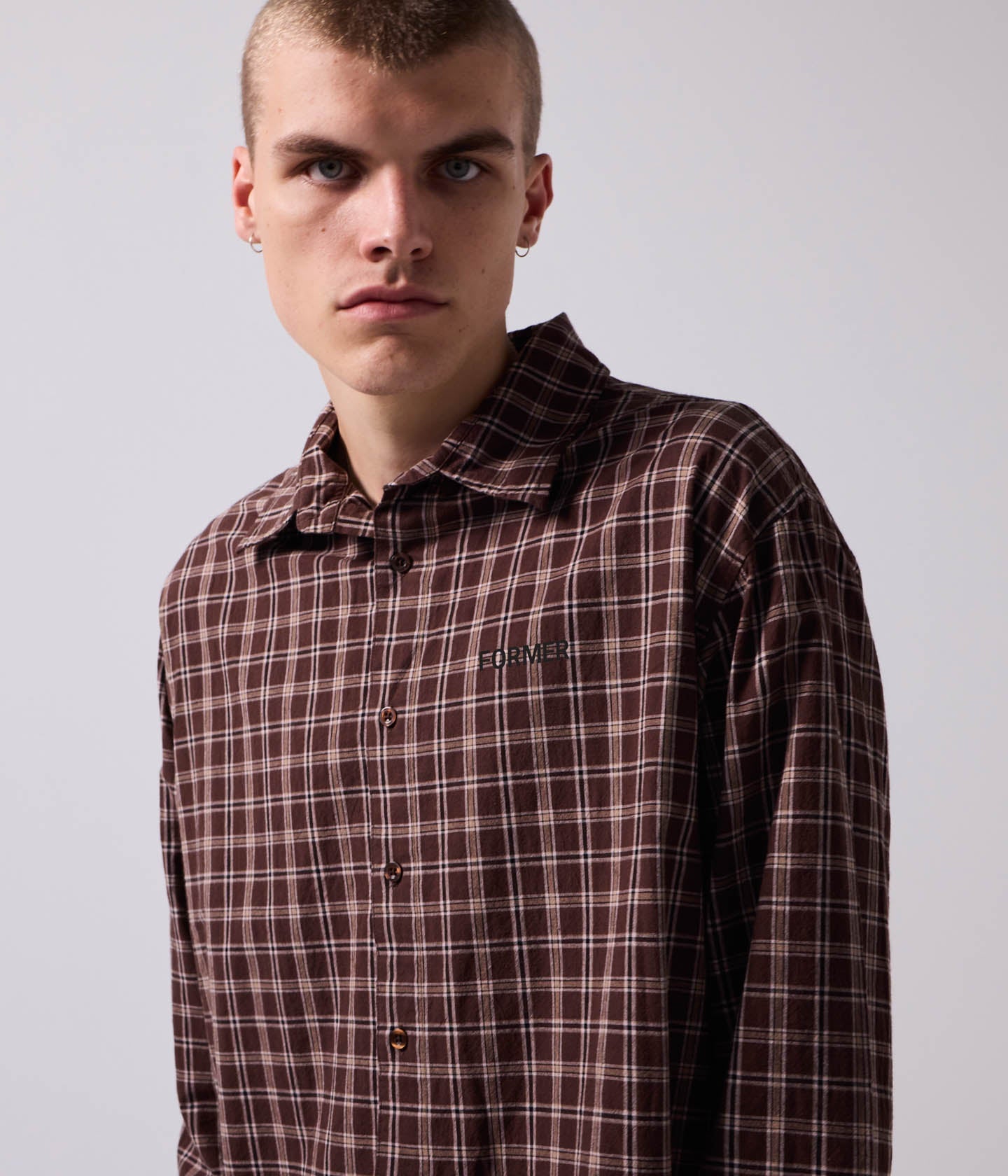 VIVIAN CHECK LS SHIRT // BROWN