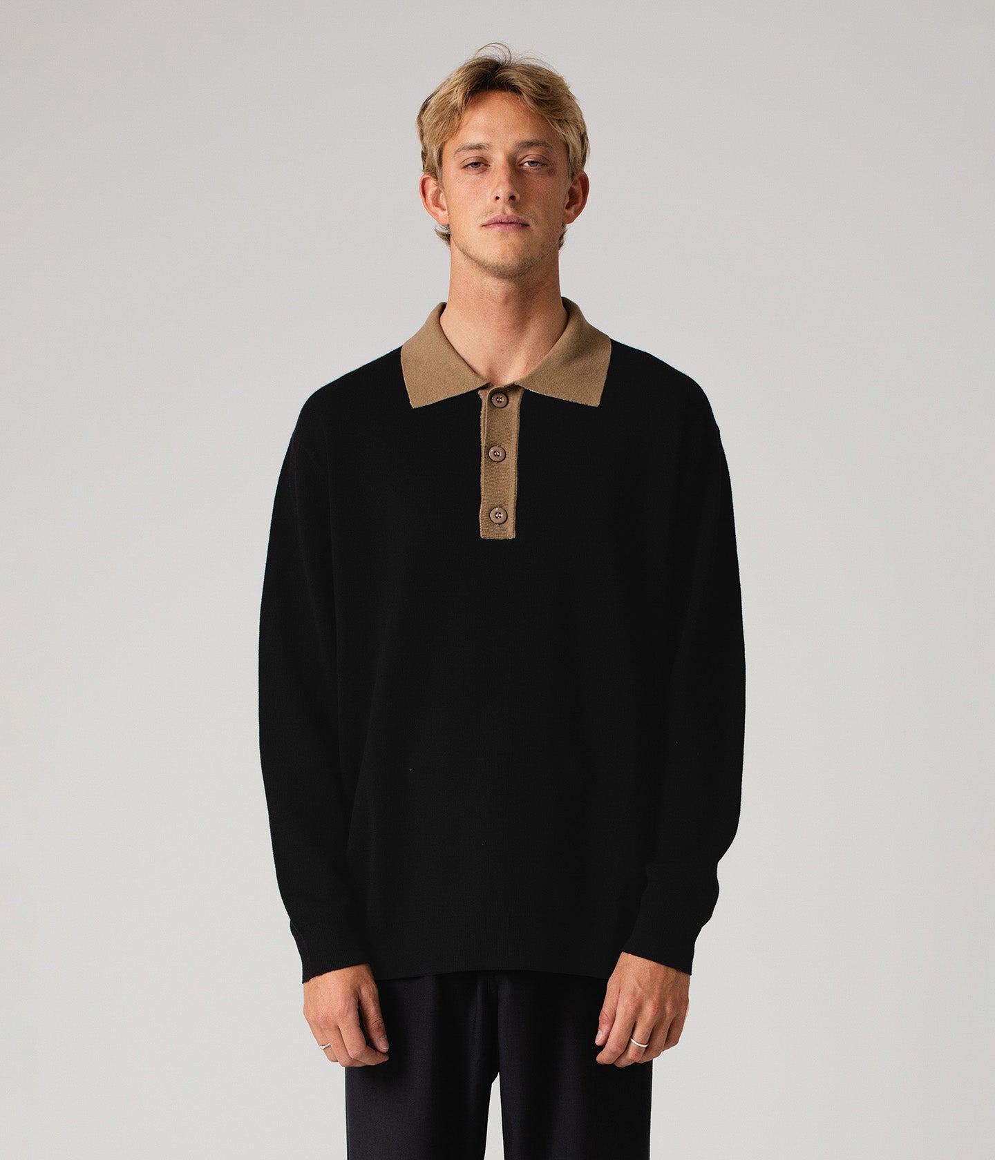 EXPANSION KNIT POLO // BLACK BRONZE