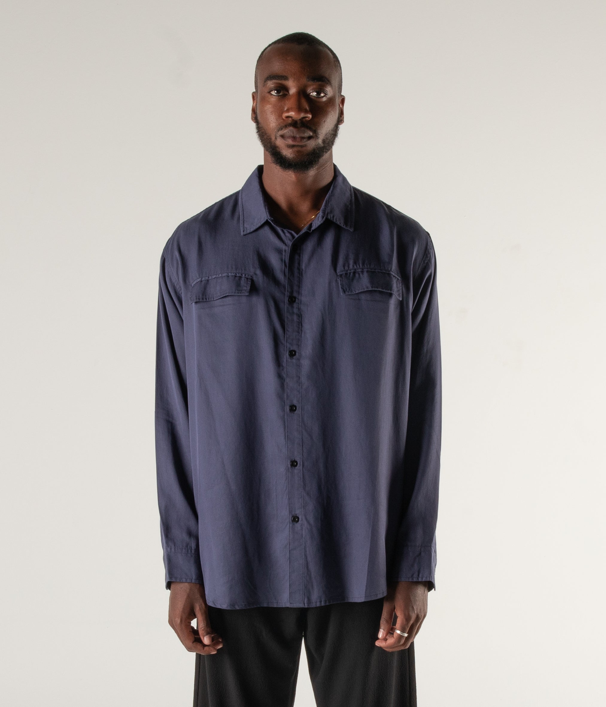 VIVIAN BROADCAST LS SHIRT // NAVY