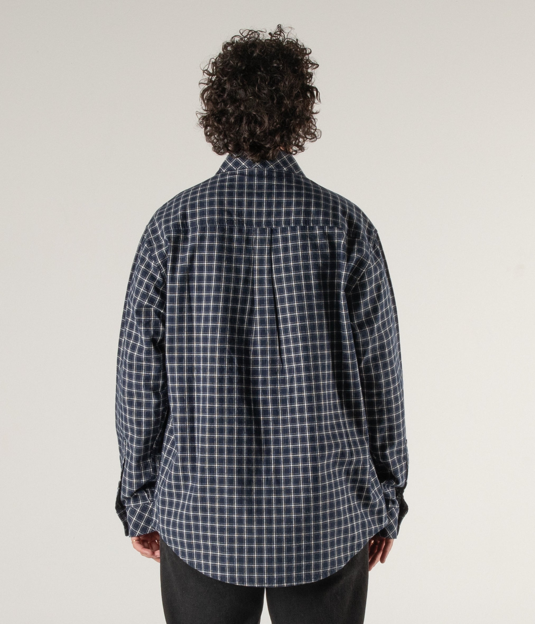 VIVIAN CHECK LS SHIRT // NAVY